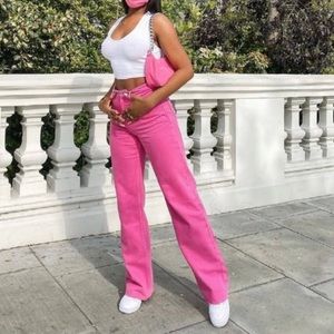 Zara pink wide leg jeans